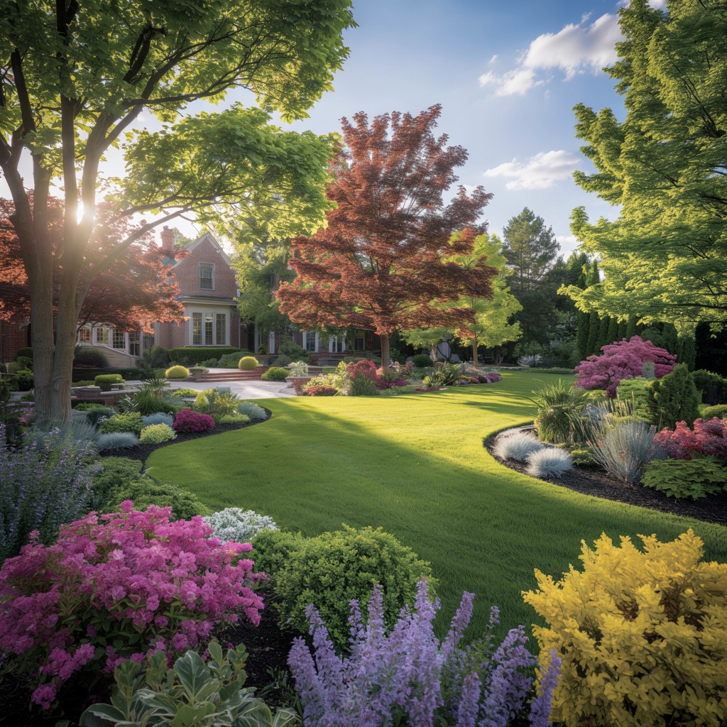 Professional garden landscaping service in American home